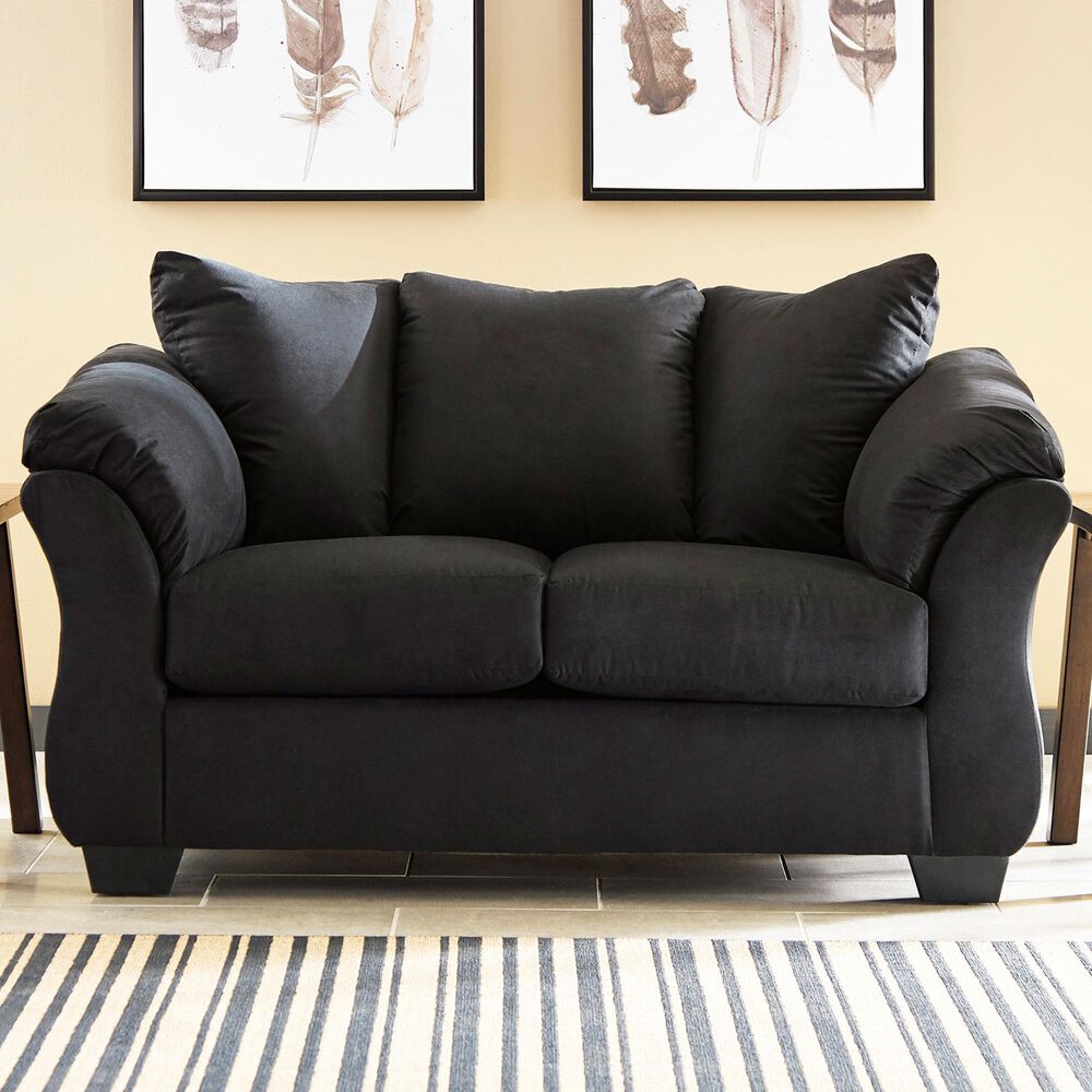 Ashley Darcy Stationary Loveseat in Black, , large