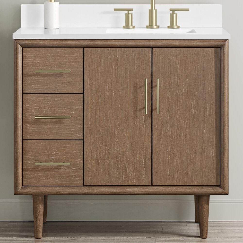37B Mertola 36" Single Bathroom Vanity Cabinet in Walnut Drift with White Composite Stone Top and Backsplash, , large