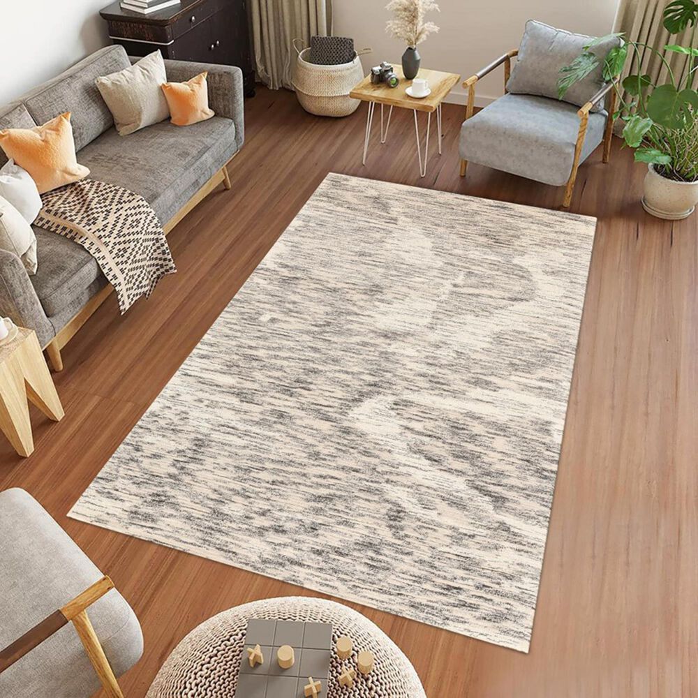Amer Rugs Mexico Ivory and Charcoal 3'6" x 5'6" Area Rug, , large