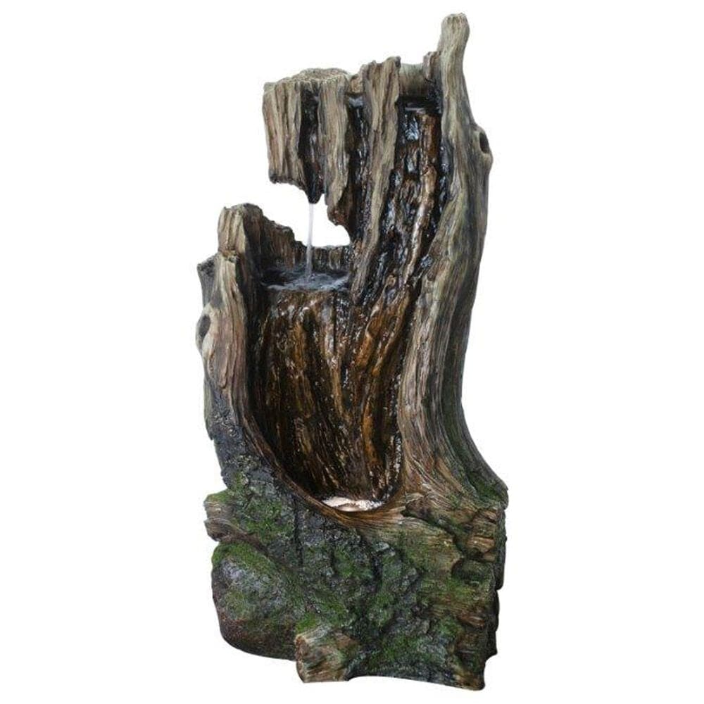 Zentro Living Woodland Fountain with Lights in Wood Brown, , large