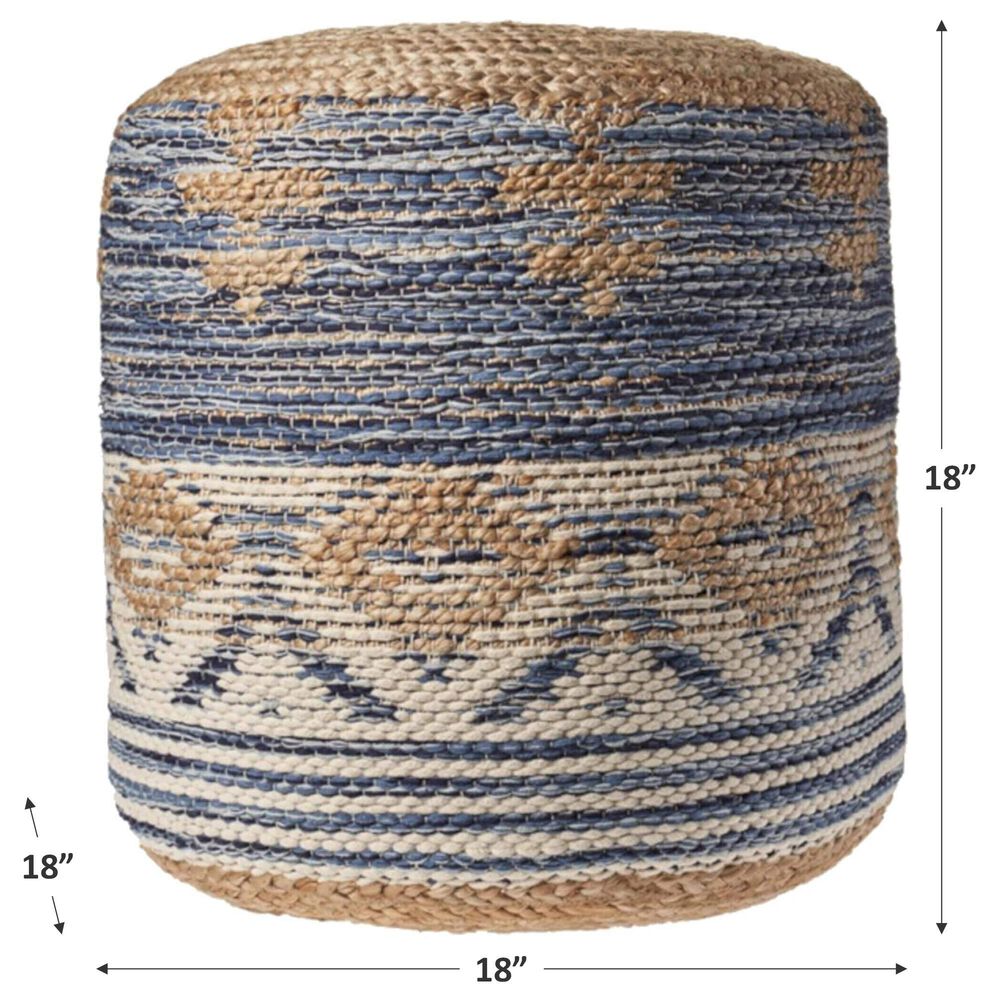 L.R. RESOURCES Decorative Pouf in Natural, Navy and Gray, , large