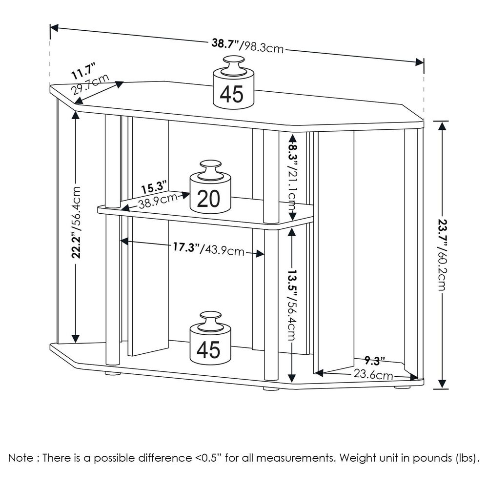 HOMLUX 39" TV Stand in Amber Pine and Black, , large