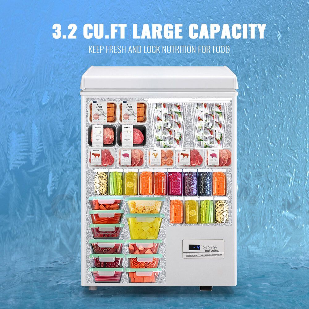 HOMLUX 3.5 Cu. Ft. Deep Chest Freezer with Removable Basket in White, , large