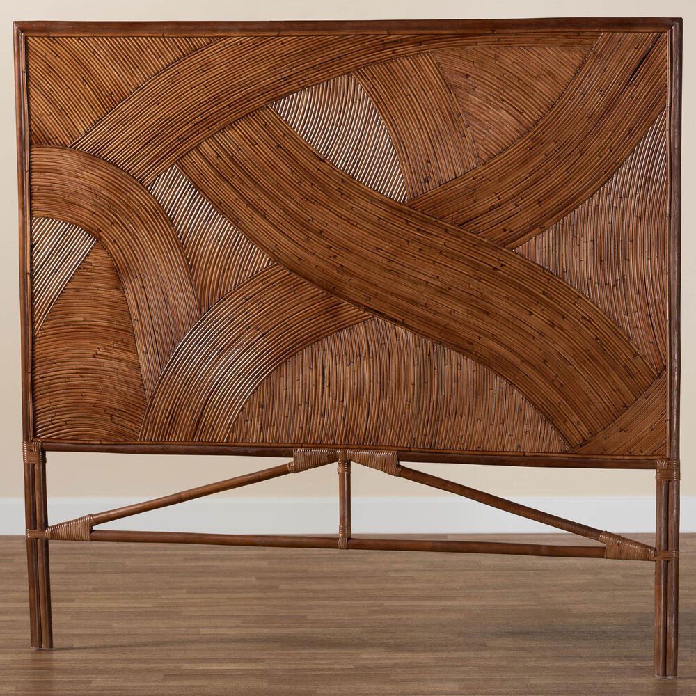 Baxton Studio Elettra Queen Headboard in Dark Brown, , large