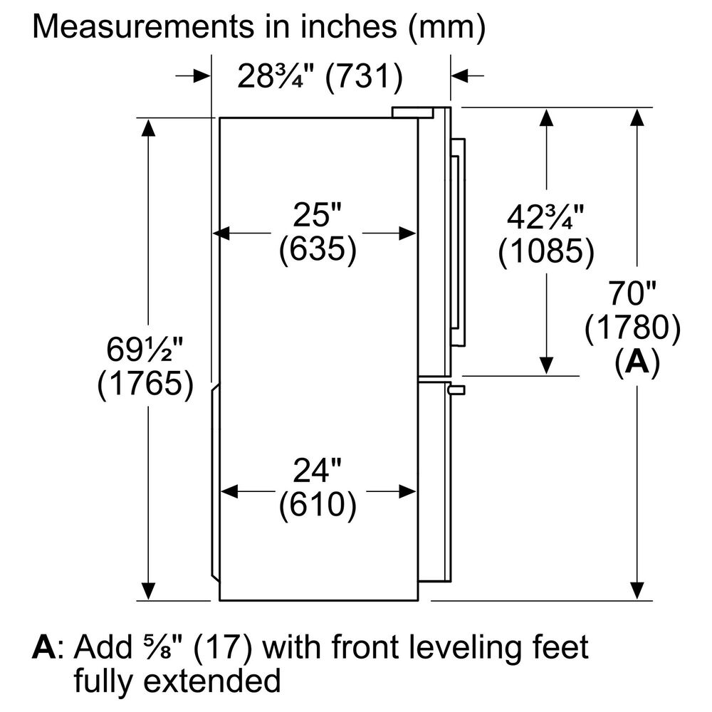 Bosch 500 Series 36" Counter Depth French Door Bottom Mount