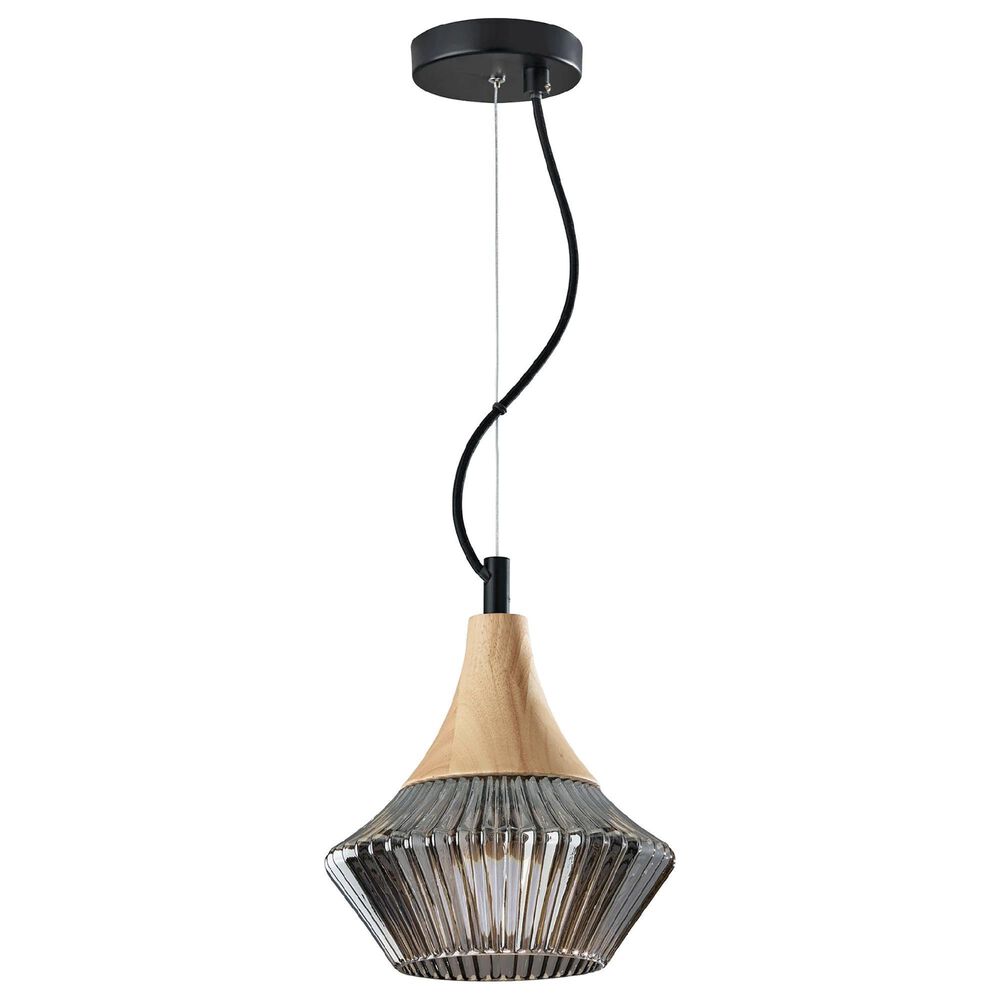 Adesso Elsie 1-Light Pendant in Black and Natural, , large
