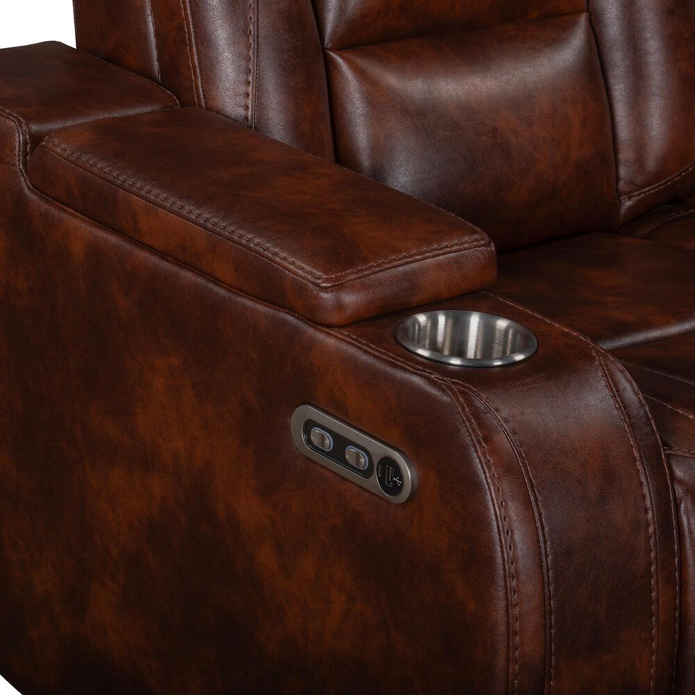 New Heritage Design Chester Power Reclining Sofa in Brown, , large