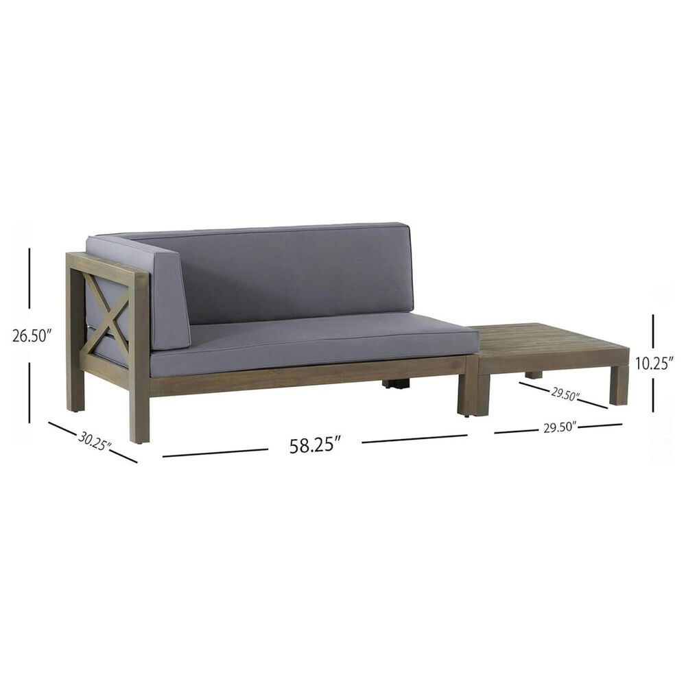Hearth and Haven Brava Outdoor Corner Bench with Coffee Table in Dark Gray, , large
