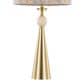 LumiSource Cone Travertine Table Lamp with Tan Leaf Shade in Gold (Set of 2), , large