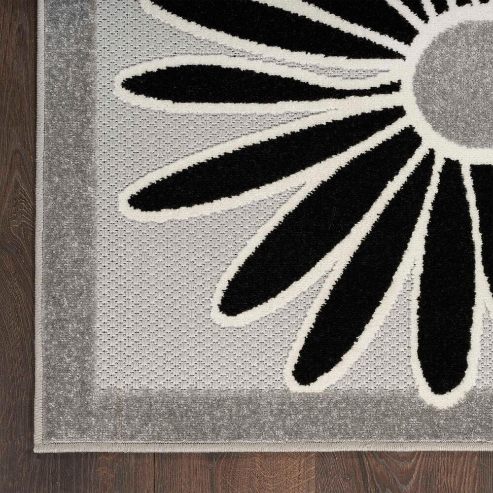 Nourison Aloha ALH33 2&#39;3&quot; x 8&#39; Black and White Indoor/Outdoor Runner, , large