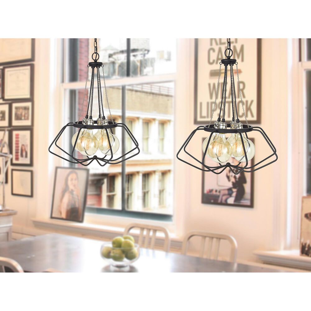 Cal Lighting Ladue 4-Light Chandelier in Black and Chrome, , large