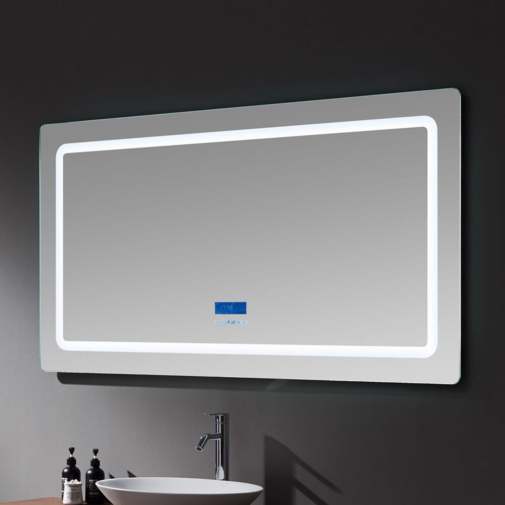 Lexora Home Caldona 60" x 32" LED Mirror with Defogger in Gray, , large