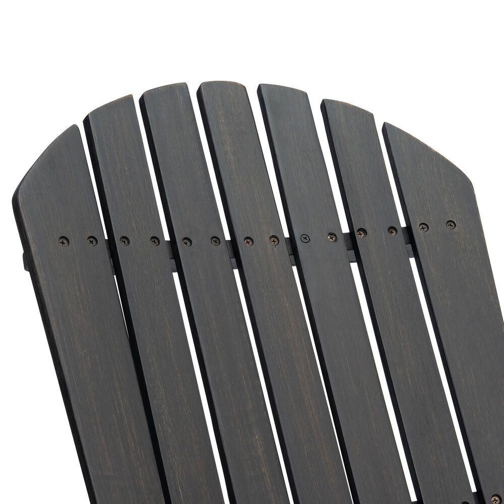 Hearth and Haven Malibu Outdoor Folding Adirondack Chair with Slatted Seating in Dark Gray, , large