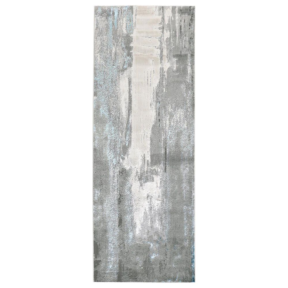Feizy Azure 2"10" x 7"10" Beige and Blue Runner, , large