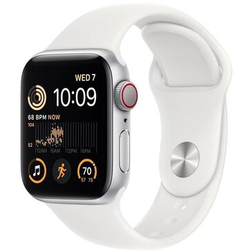 Apple Watch SE GPS + Cellular 40mm Silver Aluminum Case with White Sport Band - S/M  (Latest Model), , large