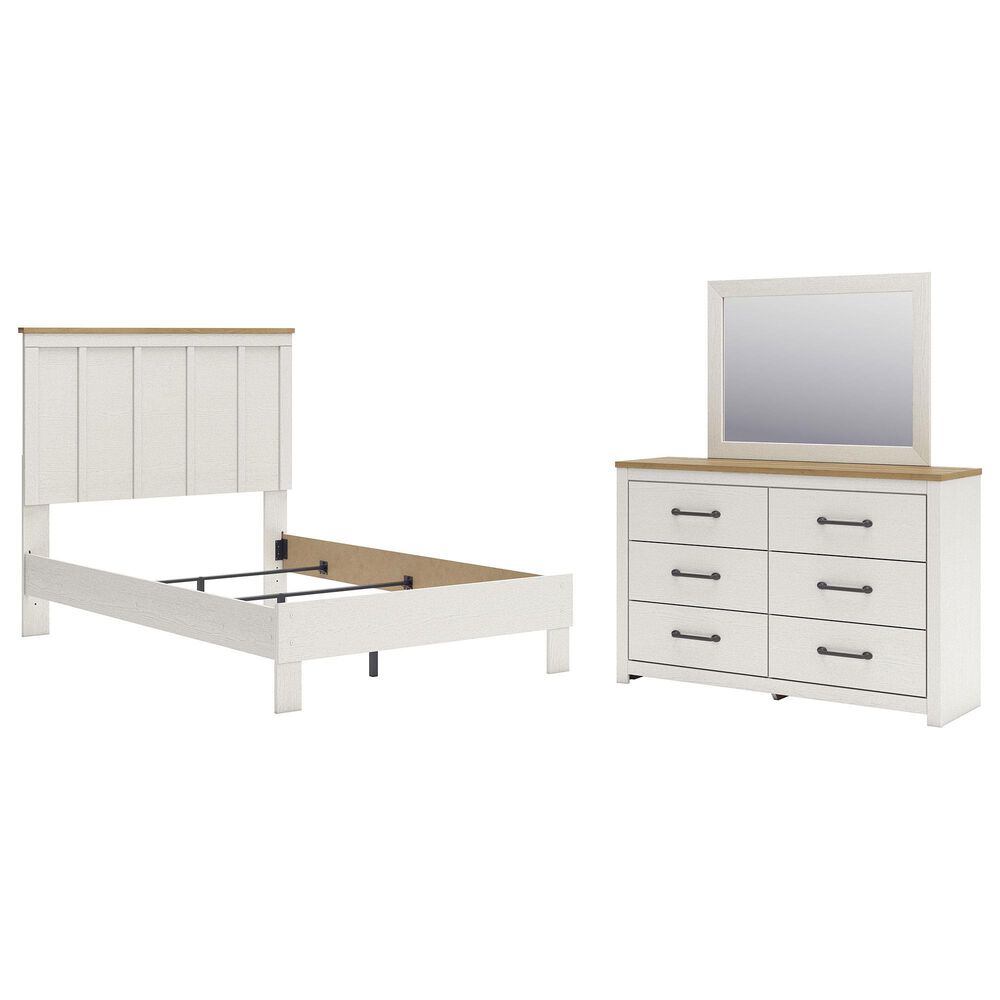Ashley LInnocreek 3-Piece Full Bedroom Set in White and Warm Brown, , large
