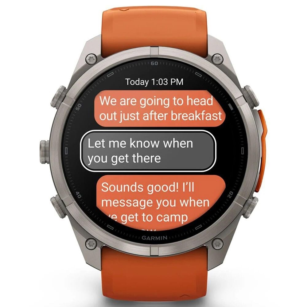 Garmin fenix 9 Pro inReach Smartwatch 51mm Titanium with Autumn Orange and Spark Orange Silicone Band, , large