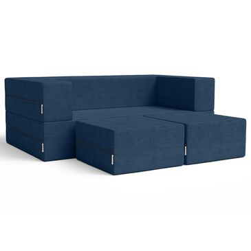 Jaxx Zipline 3-Piece Stationary Convertible Sleeper Loveseat in Indigo Velvet, , large