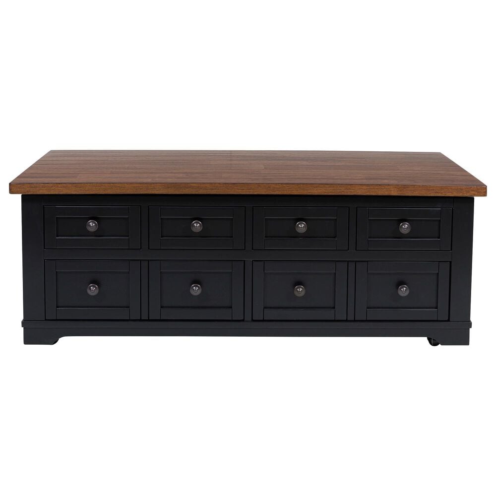 Ashley Wildenauer Lift Top Cocktail Table in Warm Satin Black and Brown, , large