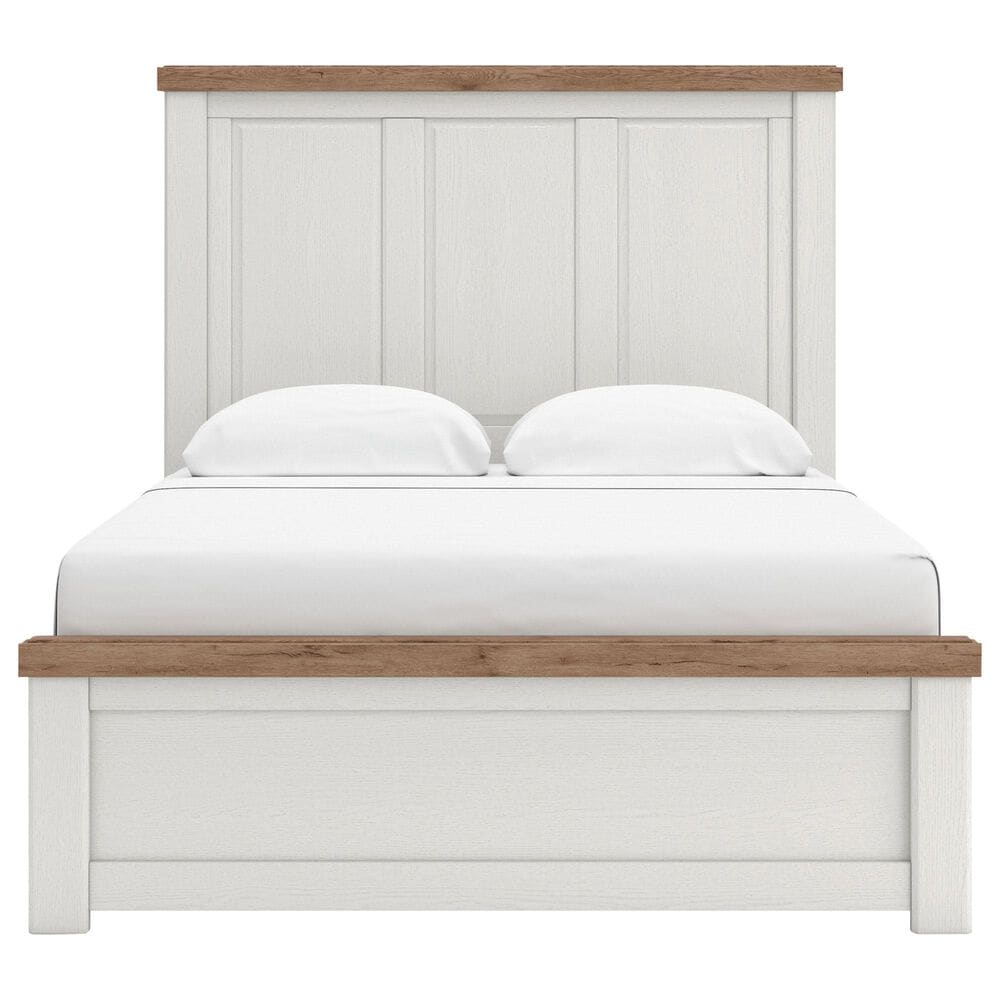 Ashley Savonport Queen Storage Panel Bed in White and Brown, , large