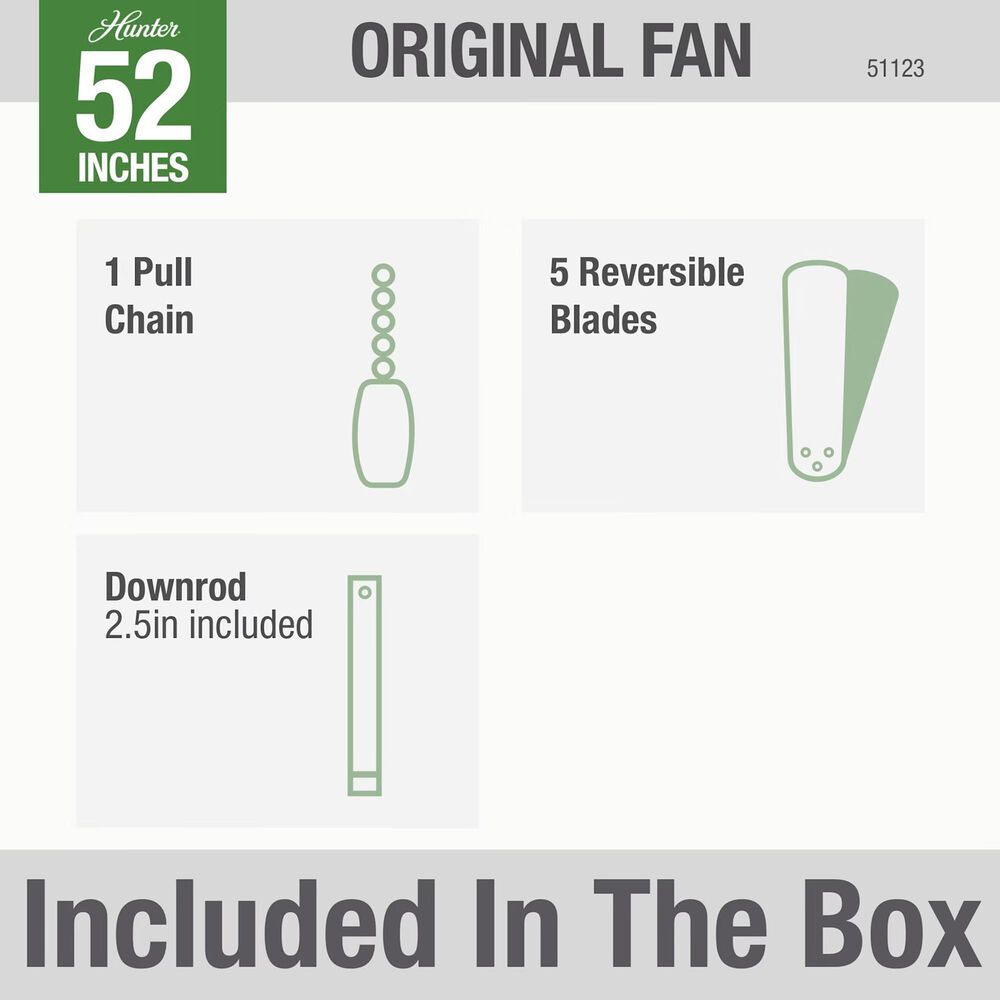 Hunter Original 52&quot; Outdoor Ceiling Fan in Matte Silver, , large