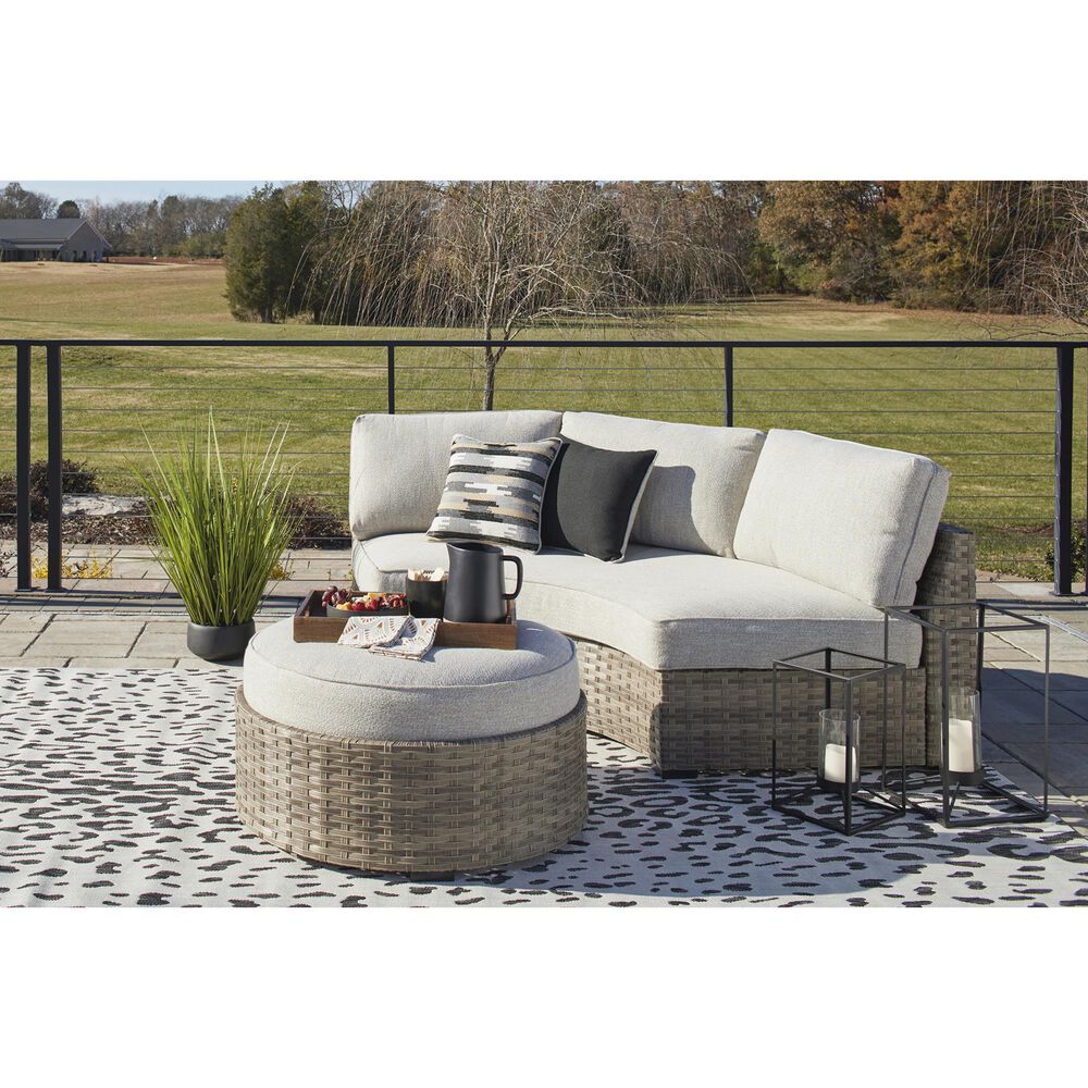Ashley Calworth Patio Ottoman in Light Brown, , large