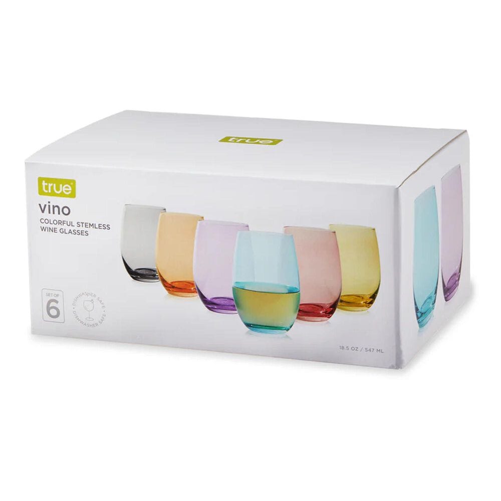 True Brands Stemless Wine Glasses in Multicolor &#40;Set of 6&#41;, , large
