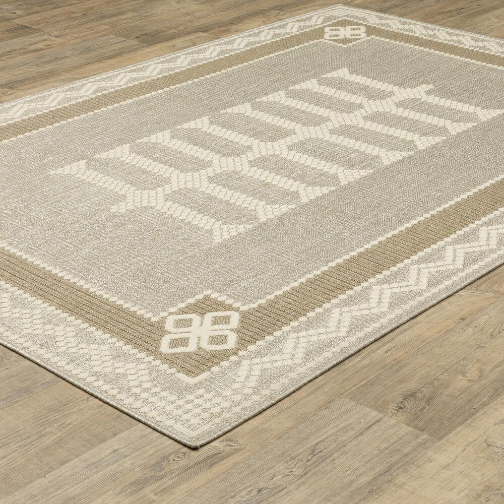 ROW by Oriental Weavers Zarina ZAR08 Beige and Brown 3'3" x 5' Indoor/Outdoor Area Rug, , large