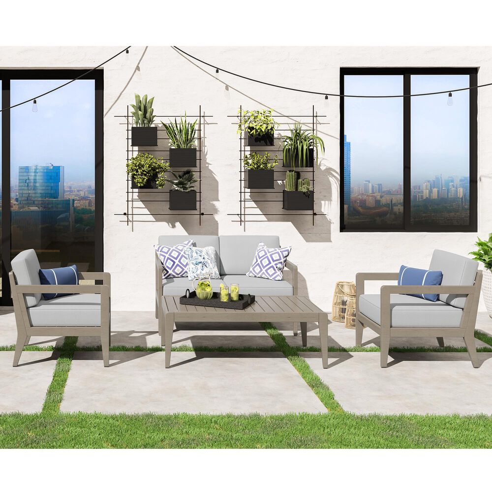 Homestyles Sustain 4-Piece Patio Conversation Set with Loveseat in Stain Brown, , large
