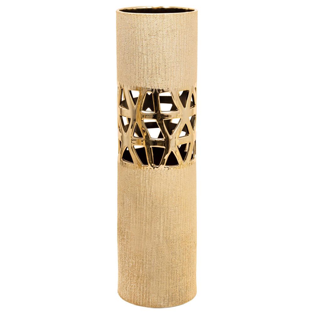Sagebrook Home 24" Vase with Filigree Cutout in Gold, , large