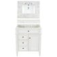 James Martin Vanities Brittany 30" Single Bathroom Vanity in Bright White with 3 cm Eternal Jasmine Pearl Quartz Top and Rectangle Sink, , large