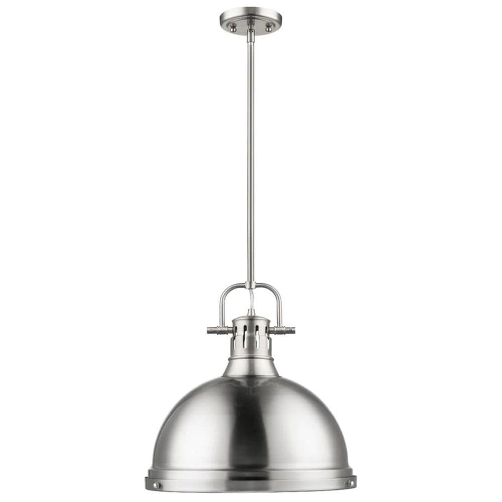 Golden Lighting Duncan 1-Light Pendant with Rod in Pewter with a Pewter Shade, , large