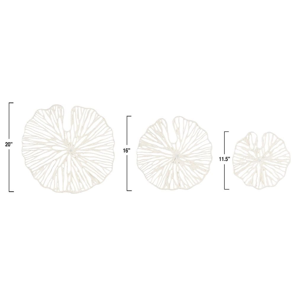 Creative Coop 11.5", 16", 20" Paper and Metal Coral Wall Sculpture in White (Set of 3), , large