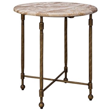 Timeless Designs Colmar Side Table in Antique Brass and White, , large