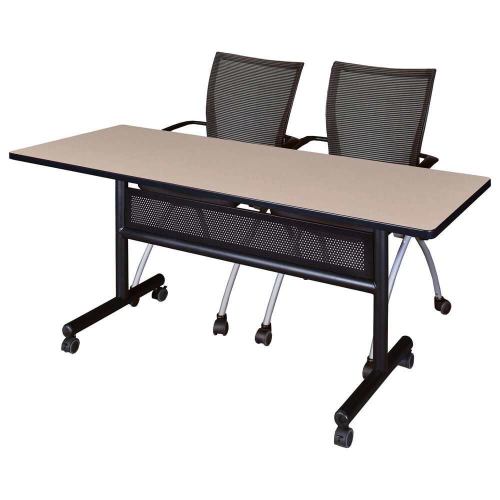 Regency Global Sourcing 3-Piece Mobile Training Table Set in Beige/Black/Silver, , large
