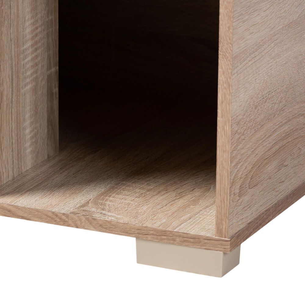 Baxton Studio Jasper 2-Door Cat Litter Box Cover House in Oak, , large