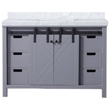 Lexora Home Marsyas 48" Single Bathroom Vanity in Dark Grey with White Carrara Marble Top and Rectangular Sink, , large
