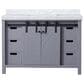 Lexora Home Marsyas 48" Single Bathroom Vanity in Dark Grey with White Carrara Marble Top and Rectangular Sink, , large