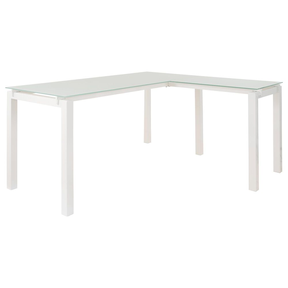 Ashley Baraga 61&quot; L-Desk with Glass Top in White, , large