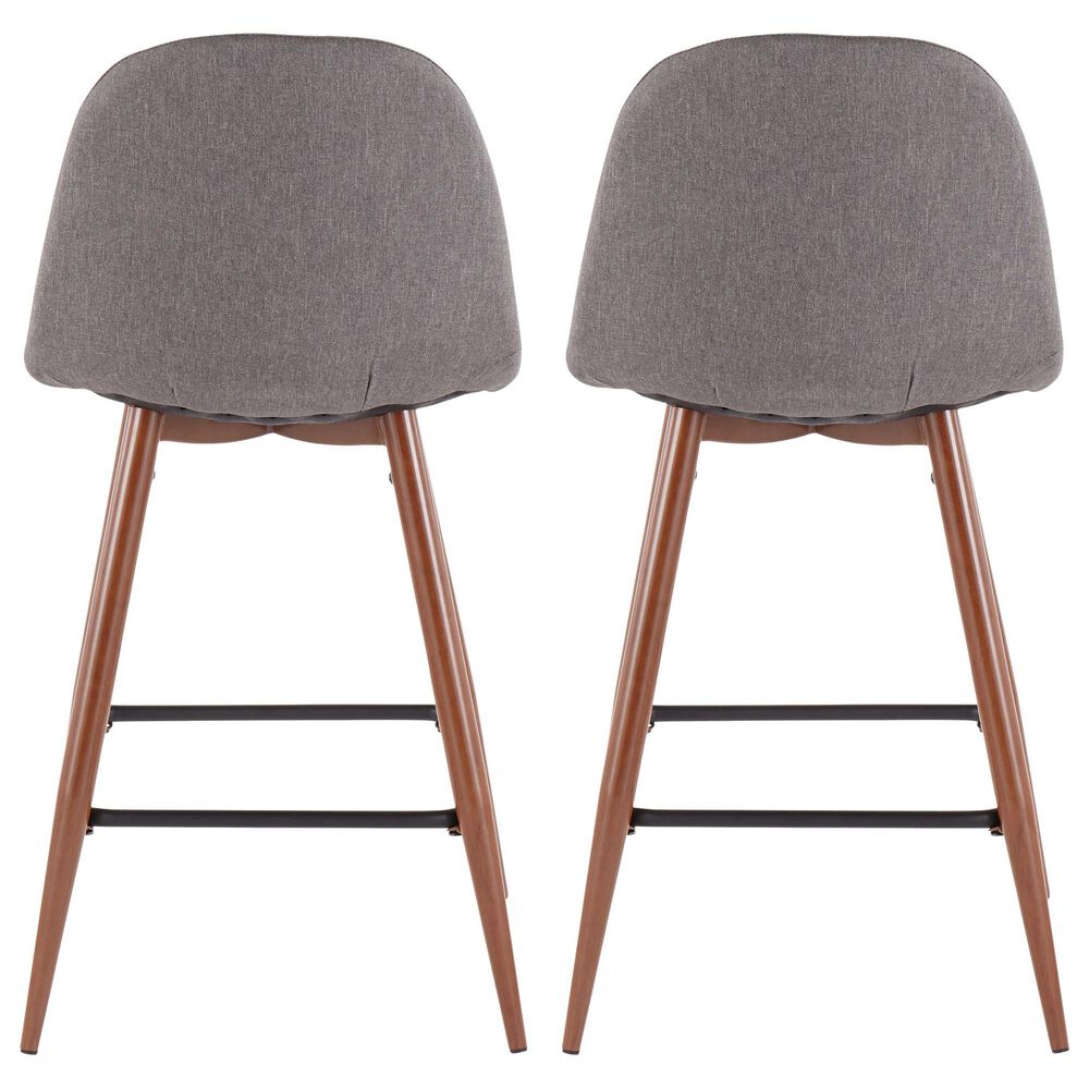 Lumisource Pebble Counter Stool in Charcoal/Walnut &#40;Set of 2&#41;, , large