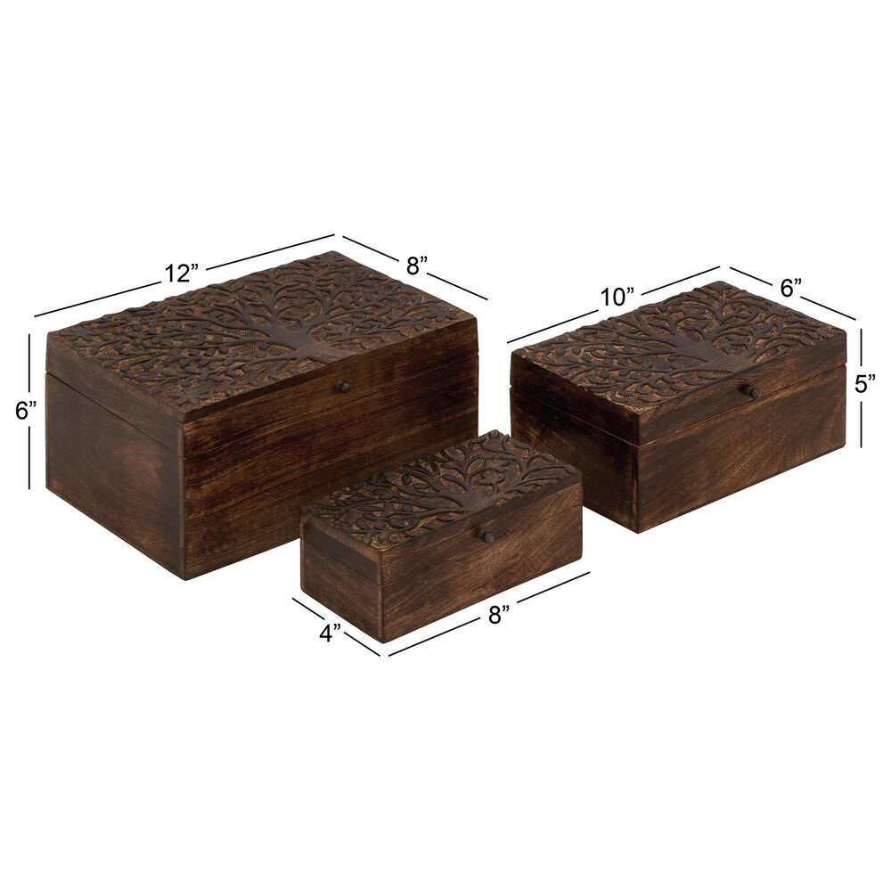 Maple and Jade Rustic Box in Brown &#40;Set of 3&#41;, , large