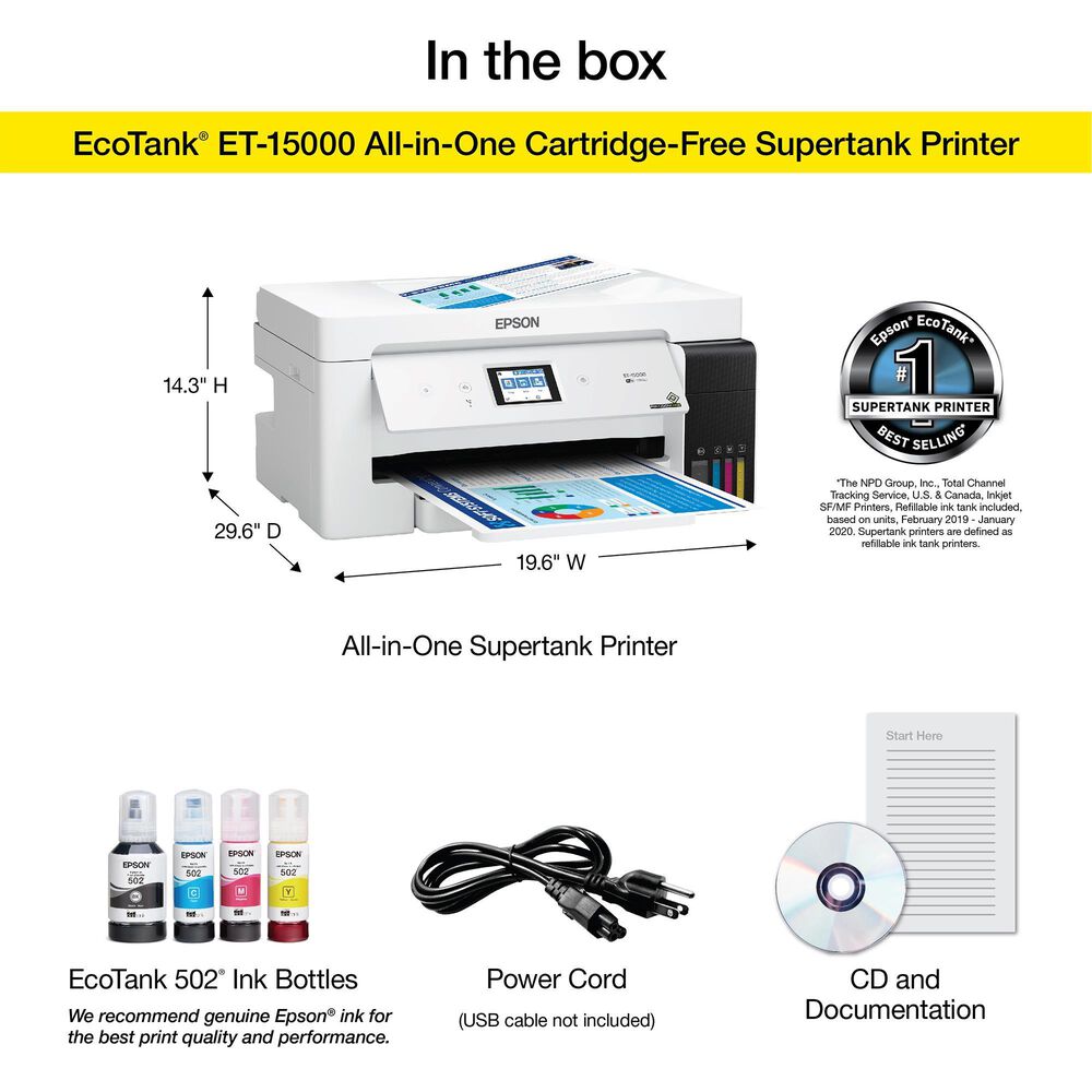 Epson EcoTank ET-15000 All-in-One Cartridge-Free Supertank Printer, , large