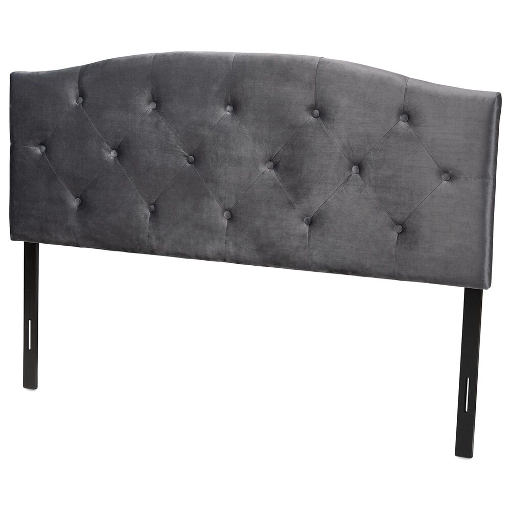 Baxton Studio Leone Queen Upholstered Headboard with Grey Cushion in