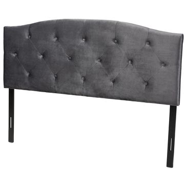 Baxton Studio Leone Queen Upholstered Headboard with Grey Cushion in Dark Brown, , large