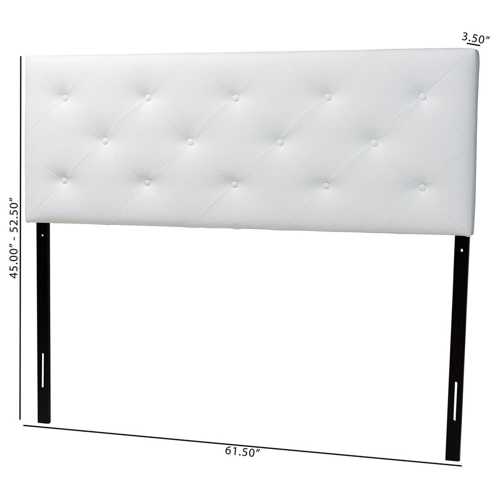 Baxton Studio Baltimore Queen Upholstered Panel Headboard in White, , large