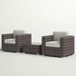 Hearth and Haven 3-piece Outdoor Wicker Conversation Set with Glass-Top Coffee Table in Gray, , large