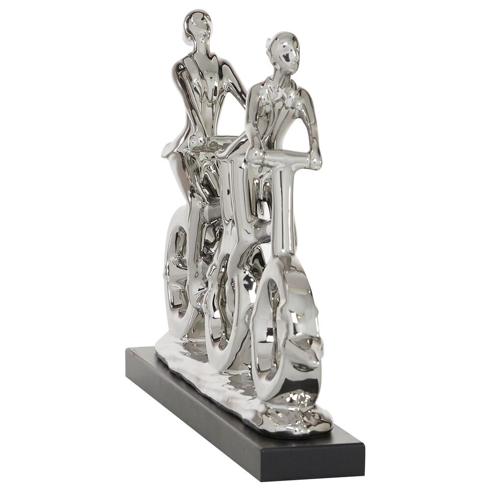 Maple and Jade Dual Rider Bicycle Sculpture in Silver and Black, , large