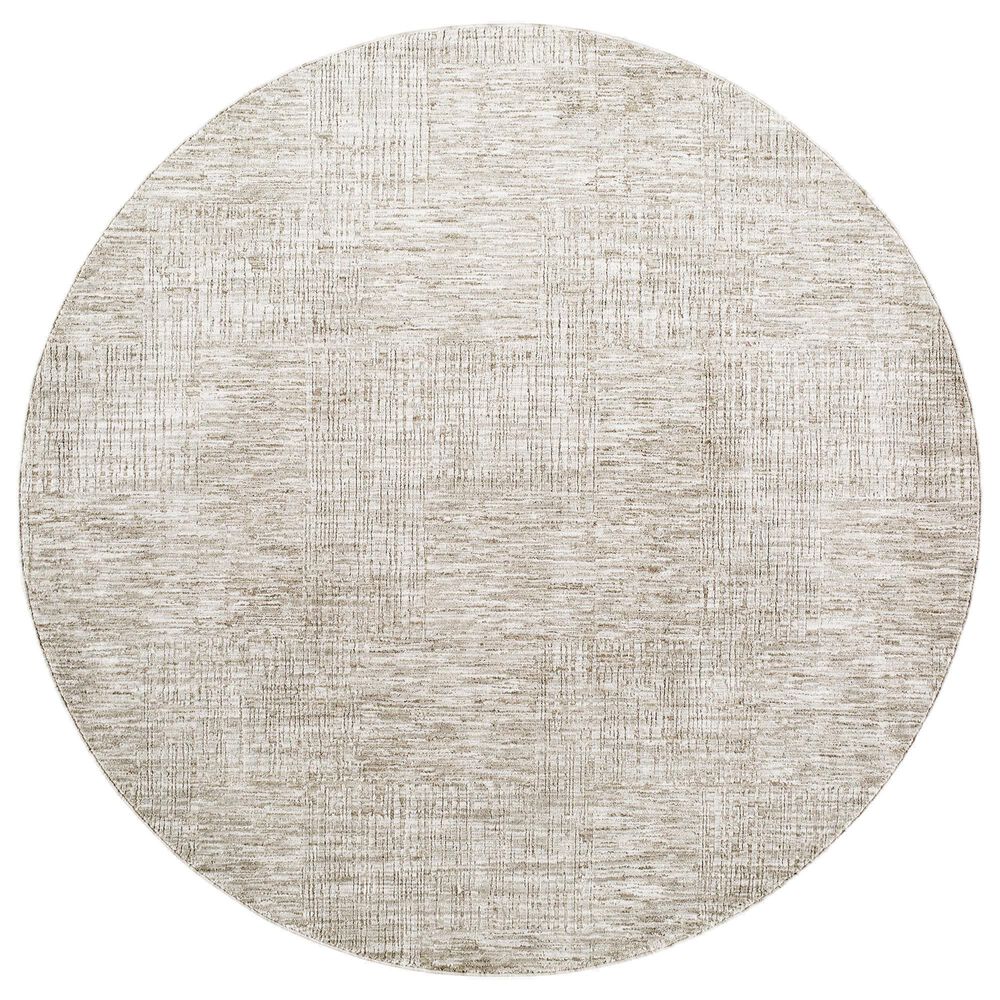 Surya Masterpiece Light Gray, Medium Gray and Cream 5'3" Round Area Rug, , large