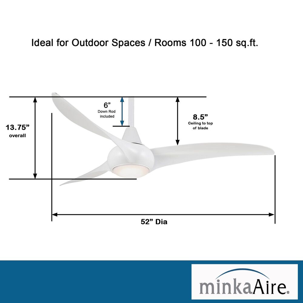 Minka-Aire Light Wave 52" Ceiling Fan with LED Light in White, , large