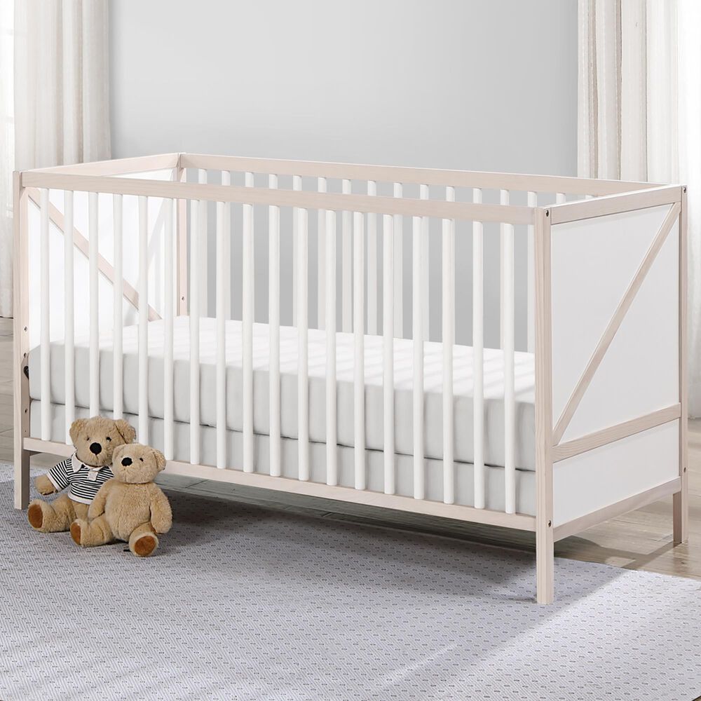 Hearth and Haven Pixie Zen 3-In-1 Convertible Crib in Washed Natural and White, , large